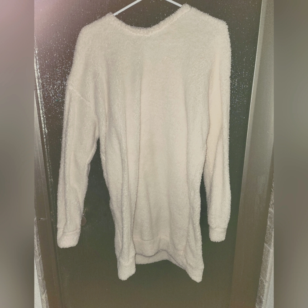Cream White Fuzzy Dress